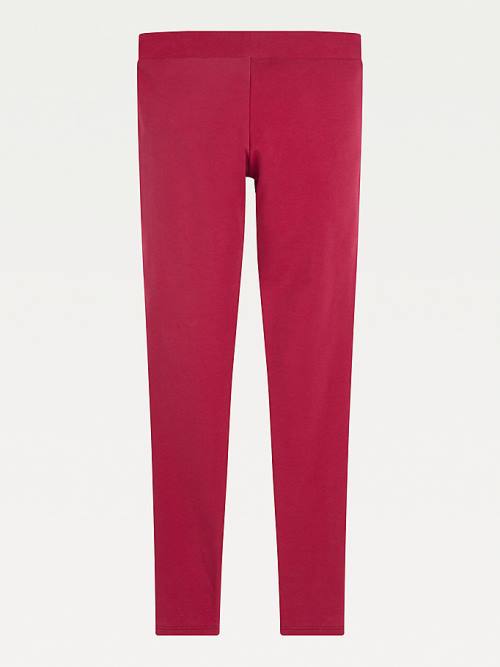 Red Tommy Hilfiger Essential Full Length Logo Leggings Girls' Pants | TH735SUI