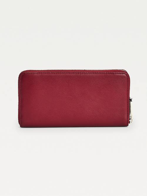 Red Tommy Hilfiger Essential Large Leather Women's Wallets | TH325UZW