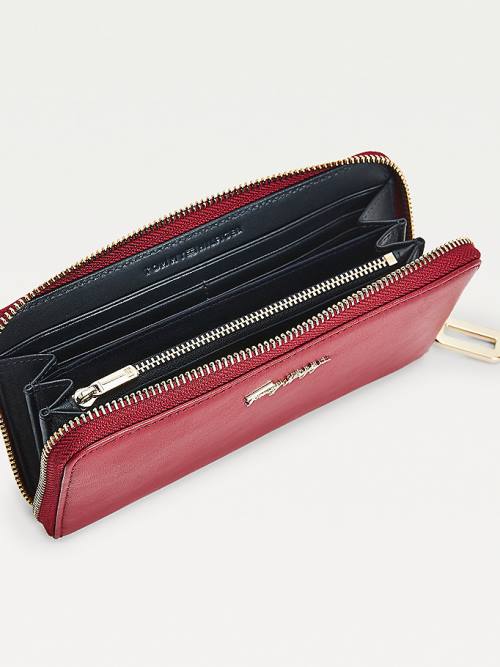 Red Tommy Hilfiger Essential Large Leather Women's Wallets | TH325UZW