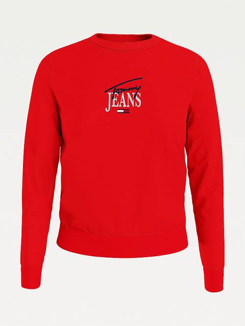 Red Tommy Hilfiger Essential Logo Crew Neck Women's Sweatshirts | TH041RYS