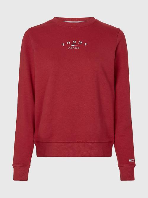 Red Tommy Hilfiger Essential Logo Crew Neck Women's Sweatshirts | TH685RIM