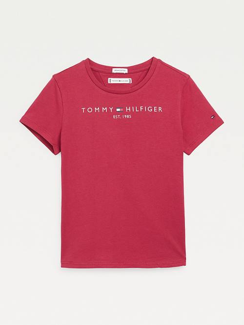 Red Tommy Hilfiger Essential Logo Girls\' T Shirts | TH698IJV