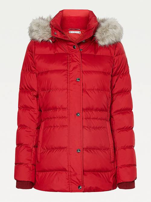 Red Tommy Hilfiger Essential Monogram Down-Filled Women's Jackets | TH359OCS