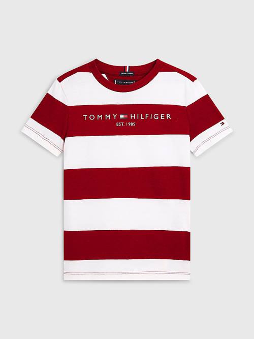 Red Tommy Hilfiger Essential Organic Cotton Stripe Boys' T Shirts | TH856JCS