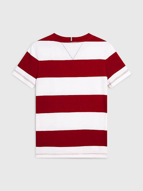 Red Tommy Hilfiger Essential Organic Cotton Stripe Boys' T Shirts | TH856JCS