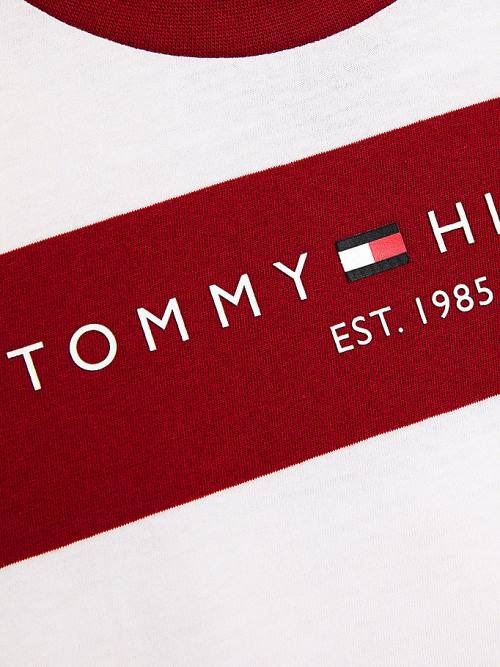 Red Tommy Hilfiger Essential Organic Cotton Stripe Boys' T Shirts | TH856JCS