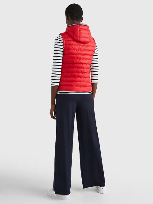 Red Tommy Hilfiger Essential Removable Hood Down Vest Women's Coats | TH405NBD