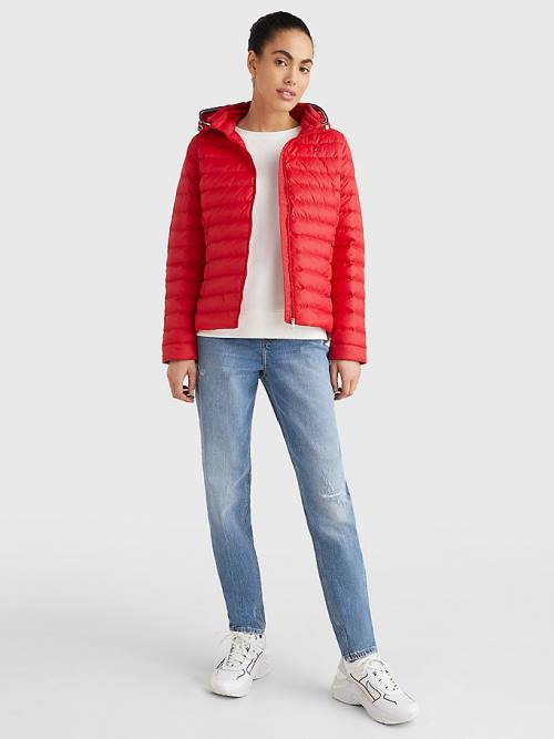 Red Tommy Hilfiger Essential Removable Hood Down Women's Jackets | TH531FIJ