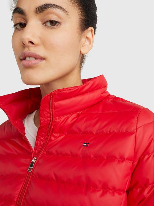 Red Tommy Hilfiger Essential Removable Hood Down Women's Jackets | TH531FIJ