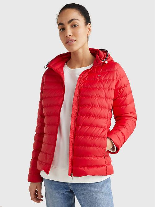 Red Tommy Hilfiger Essential Removable Hood Down Women\'s Jackets | TH531FIJ