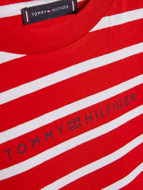 Red Tommy Hilfiger Essential Stripe Boys' T Shirts | TH578LMS