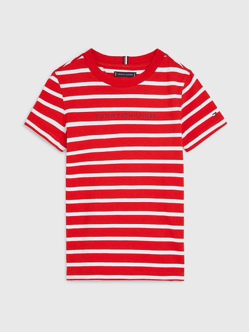 Red Tommy Hilfiger Essential Stripe Boys\' T Shirts | TH578LMS