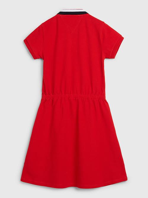 Red Tommy Hilfiger Essential Stripe Collar Polo Girls' Dress | TH468HYE