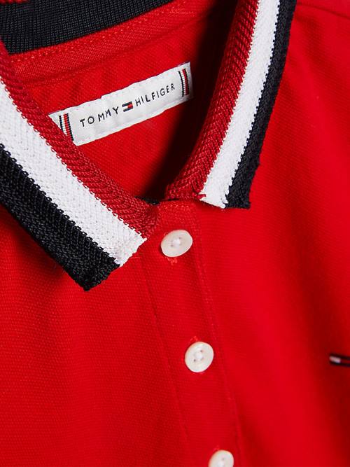 Red Tommy Hilfiger Essential Stripe Collar Polo Girls' Dress | TH468HYE