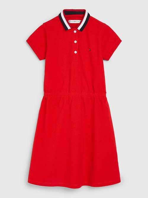 Red Tommy Hilfiger Essential Stripe Collar Polo Girls\' Dress | TH468HYE