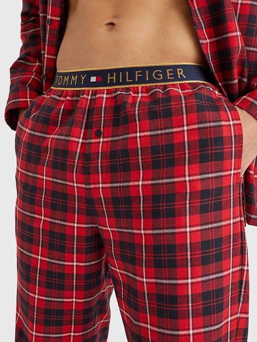 Red Tommy Hilfiger Exclusive Flannel Shirt And Trousers Set Men's Pyjamas | TH068VYF