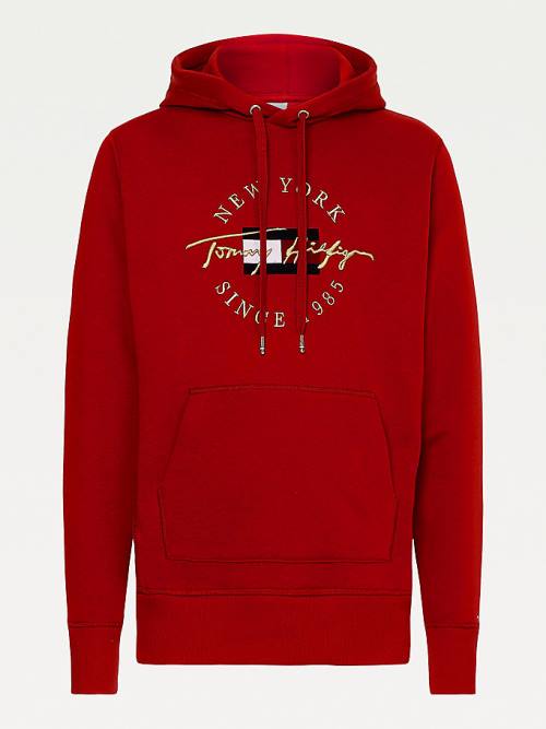 Red Tommy Hilfiger Exclusive Icons Men's Hoodie | TH081XNC