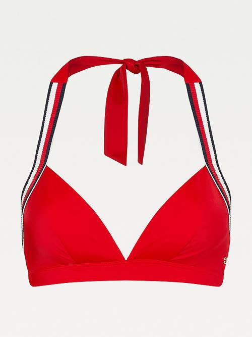 Red Tommy Hilfiger Fixed Triangle Bikini Top Women's Swimwear | TH285VTW