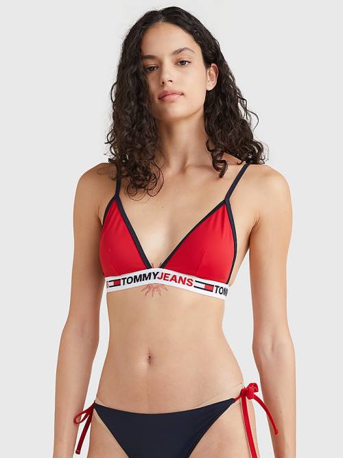 Red Tommy Hilfiger Fixed Triangle Bikini Top Women\'s Swimwear | TH302EKA