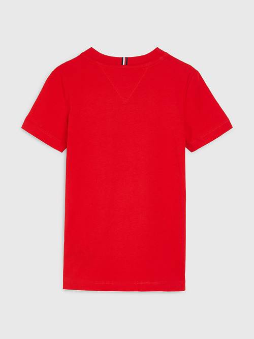 Red Tommy Hilfiger Flag Logo Boys' T Shirts | TH286RQE