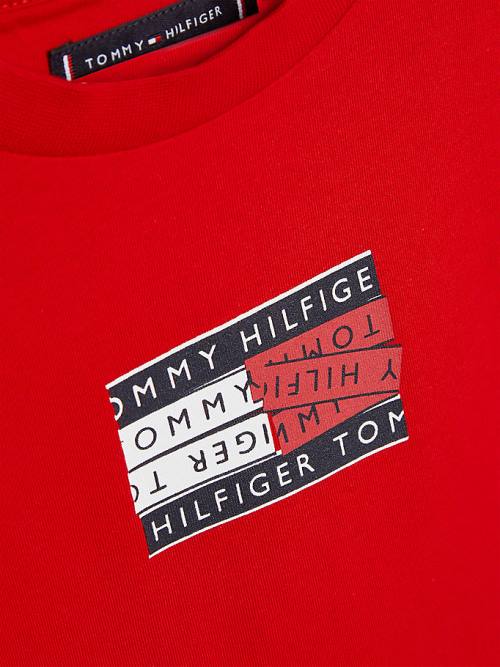 Red Tommy Hilfiger Flag Logo Boys' T Shirts | TH286RQE