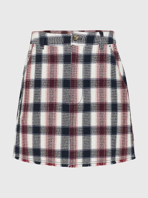 Red Tommy Hilfiger Gingham Check Mini Women's Skirts | TH081BCN