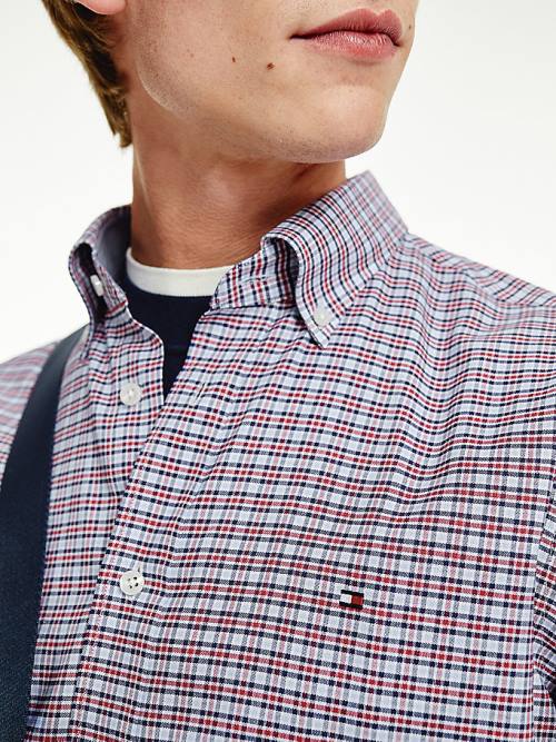 Red Tommy Hilfiger Gingham Check Organic Oxford Cotton Men's Shirts | TH986BQZ