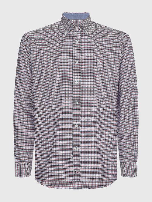 Red Tommy Hilfiger Gingham Check Organic Oxford Cotton Men\'s Shirts | TH986BQZ