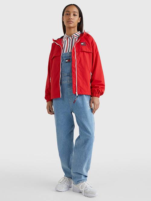 Red Tommy Hilfiger Hooded Chicago Windbreaker Women's Jackets | TH035XAF