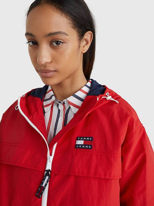 Red Tommy Hilfiger Hooded Chicago Windbreaker Women's Jackets | TH035XAF