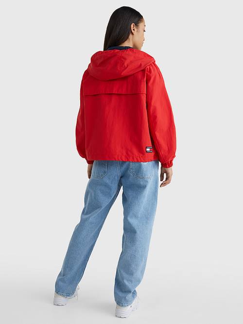 Red Tommy Hilfiger Hooded Chicago Windbreaker Women's Jackets | TH035XAF