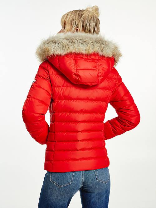 Red Tommy Hilfiger Hooded Down Women's Jackets | TH043PDX