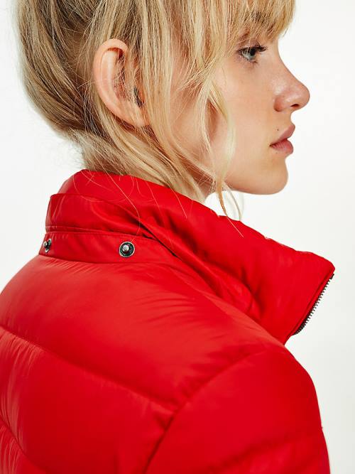 Red Tommy Hilfiger Hooded Down Women's Jackets | TH043PDX