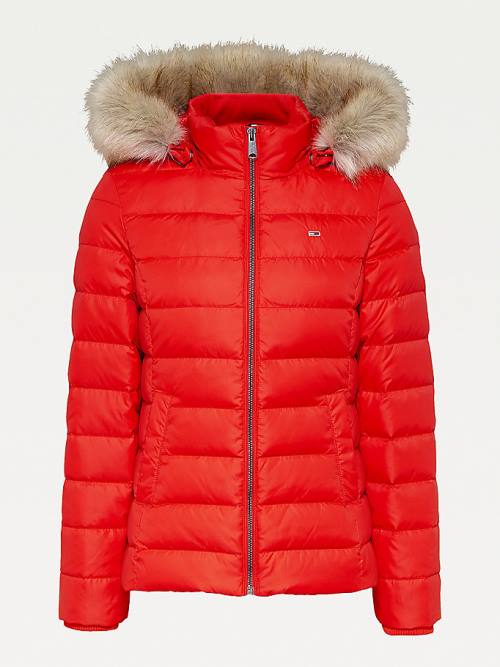 Red Tommy Hilfiger Hooded Down Women's Jackets | TH043PDX