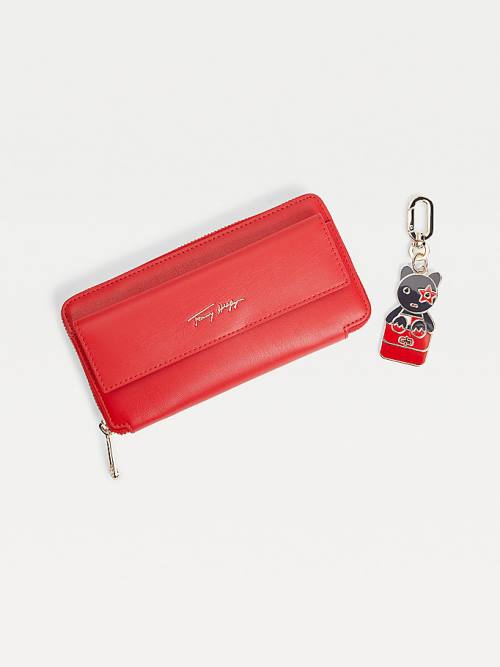 Red Tommy Hilfiger Iconic Key Fob Gift Set Women's Wallets | TH856XGT