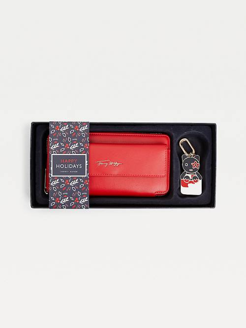 Red Tommy Hilfiger Iconic Key Fob Gift Set Women\'s Wallets | TH856XGT