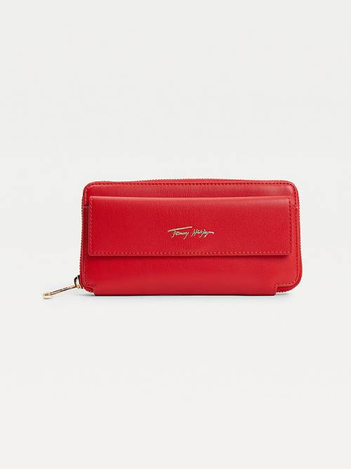 Red Tommy Hilfiger Iconic Large Zip-Around Women\'s Wallets | TH127GIR