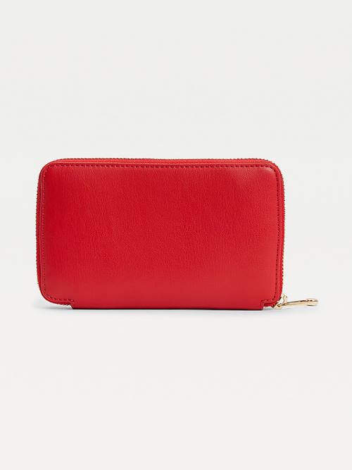 Red Tommy Hilfiger Iconic Signature Zip-Around Women's Wallets | TH725AZK