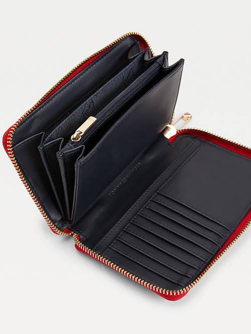 Red Tommy Hilfiger Iconic Signature Zip-Around Women's Wallets | TH725AZK