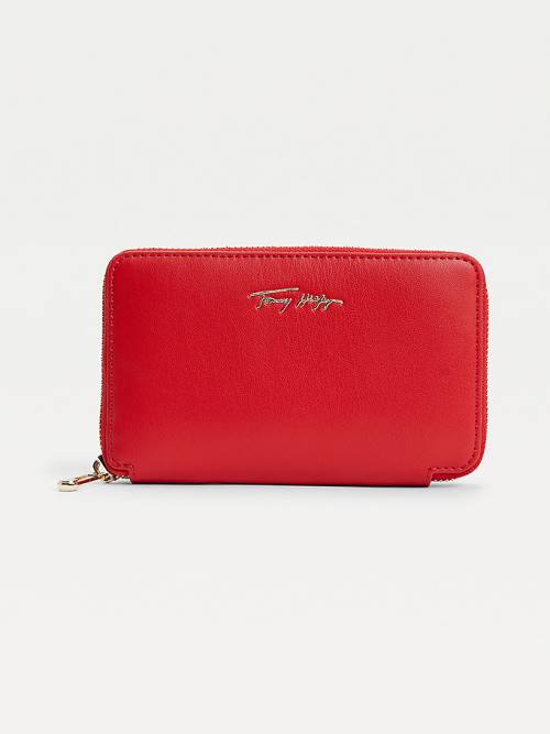 Red Tommy Hilfiger Iconic Signature Zip-Around Women\'s Wallets | TH725AZK