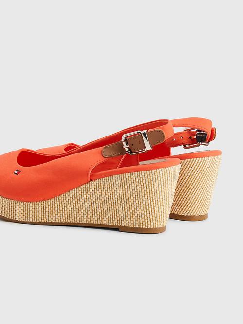 Red Tommy Hilfiger Iconic Slingback Espadrille Wedges Women's Sandals | TH348YTH