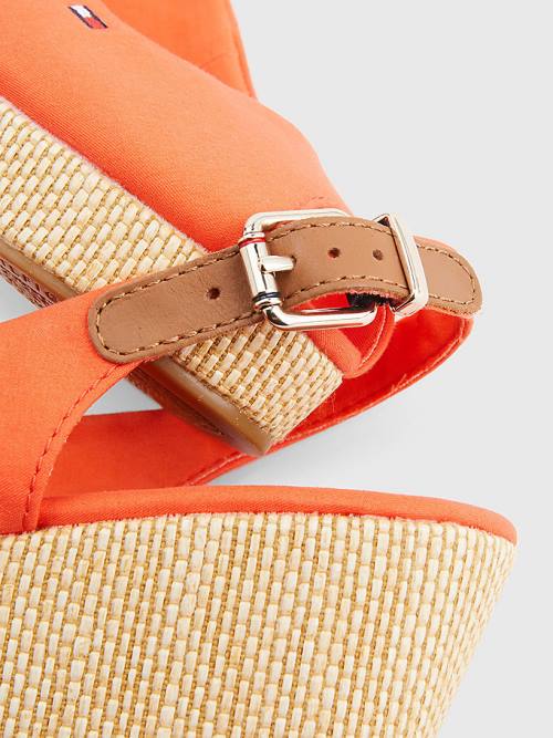 Red Tommy Hilfiger Iconic Slingback Espadrille Wedges Women's Sandals | TH348YTH