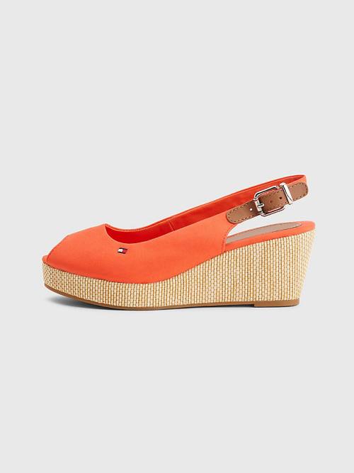 Red Tommy Hilfiger Iconic Slingback Espadrille Wedges Women's Sandals | TH348YTH