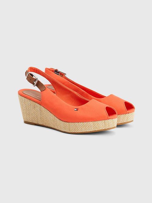 Red Tommy Hilfiger Iconic Slingback Espadrille Wedges Women\'s Sandals | TH348YTH