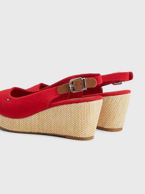 Red Tommy Hilfiger Iconic Slingback Espadrille Wedges Women's Sandals | TH670MES