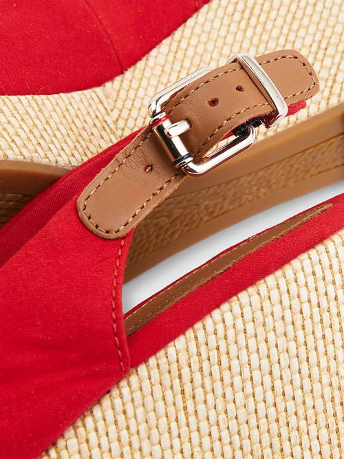 Red Tommy Hilfiger Iconic Slingback Espadrille Wedges Women's Sandals | TH670MES