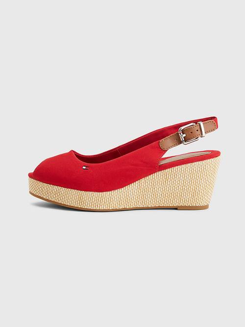 Red Tommy Hilfiger Iconic Slingback Espadrille Wedges Women's Sandals | TH670MES