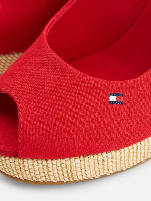 Red Tommy Hilfiger Iconic Slingback Espadrille High Heel Wedges Women's Sandals | TH721DSQ