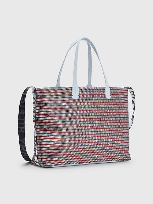 Red Tommy Hilfiger Iconic Woven Tote Women's Bags | TH024HWY