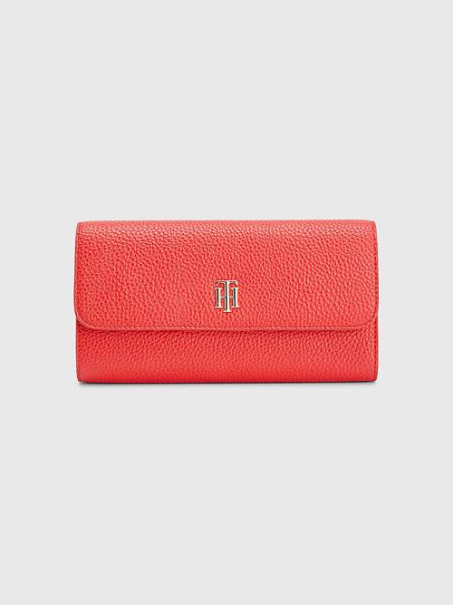 Red Tommy Hilfiger Large Flap Women\'s Wallets | TH528QYD